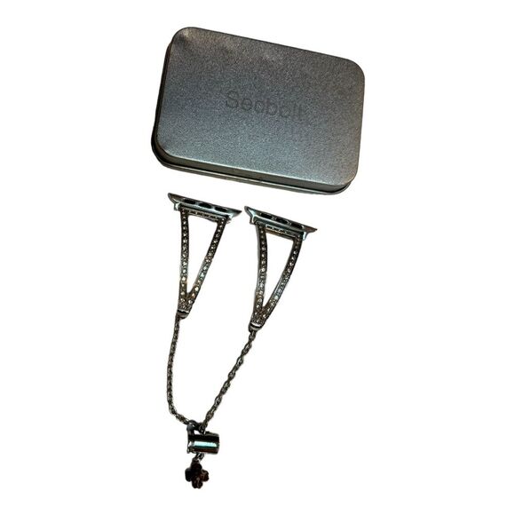 Secbolt Bling ‎ Rhinestone Silver Apple Watch Band - Picture 4 of 7